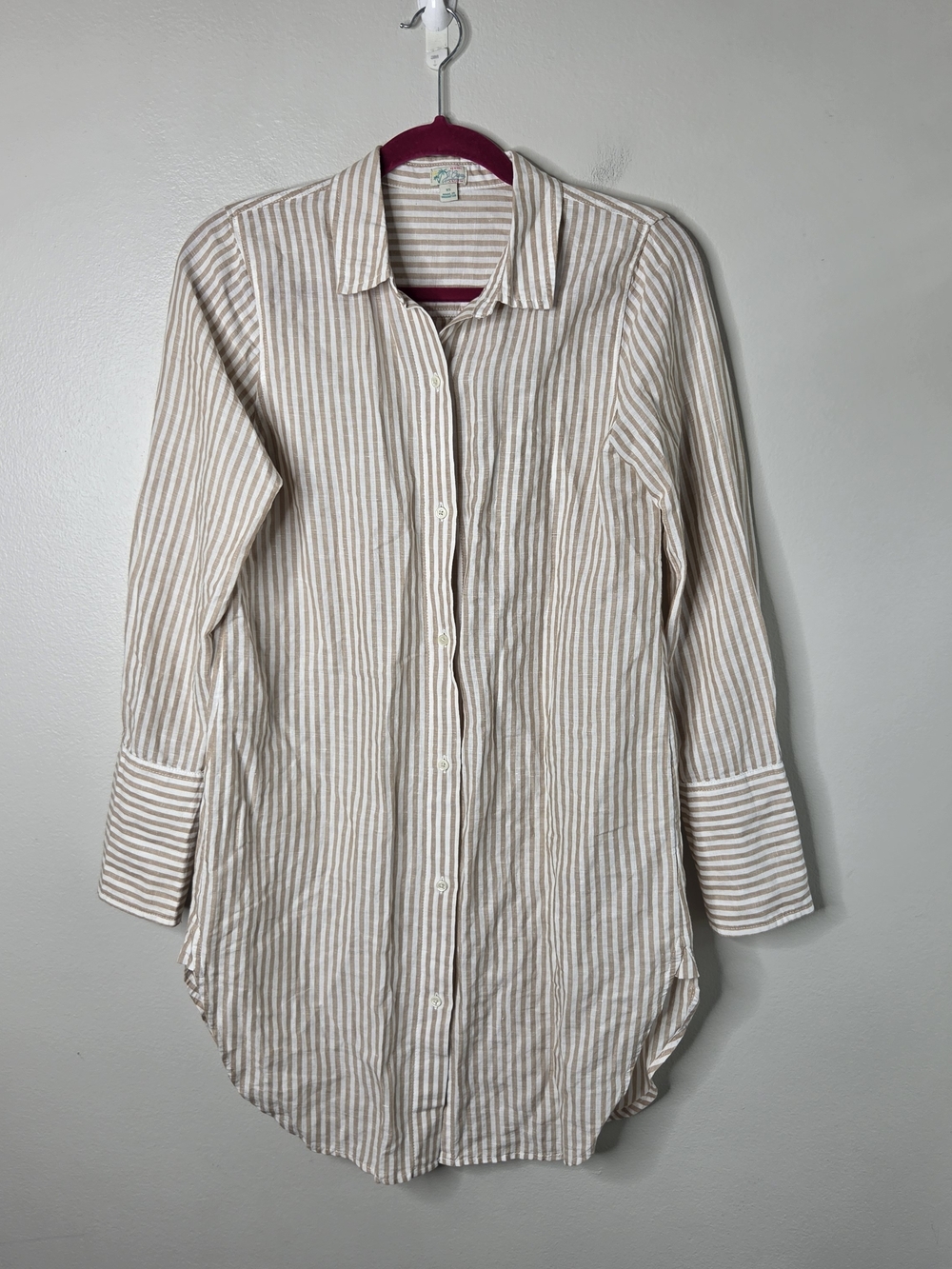 J Crew Beach Linen Striped Dress Shirt